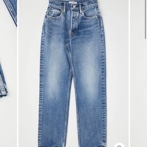 Moussy Trenton.  Straight Leg Jeans. high rise, inseam 27” . Raw hem